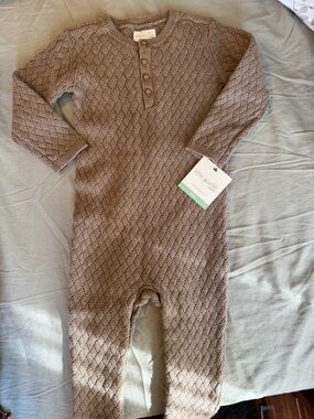 Little Planet Knit Romper One-Piece in Taupe
